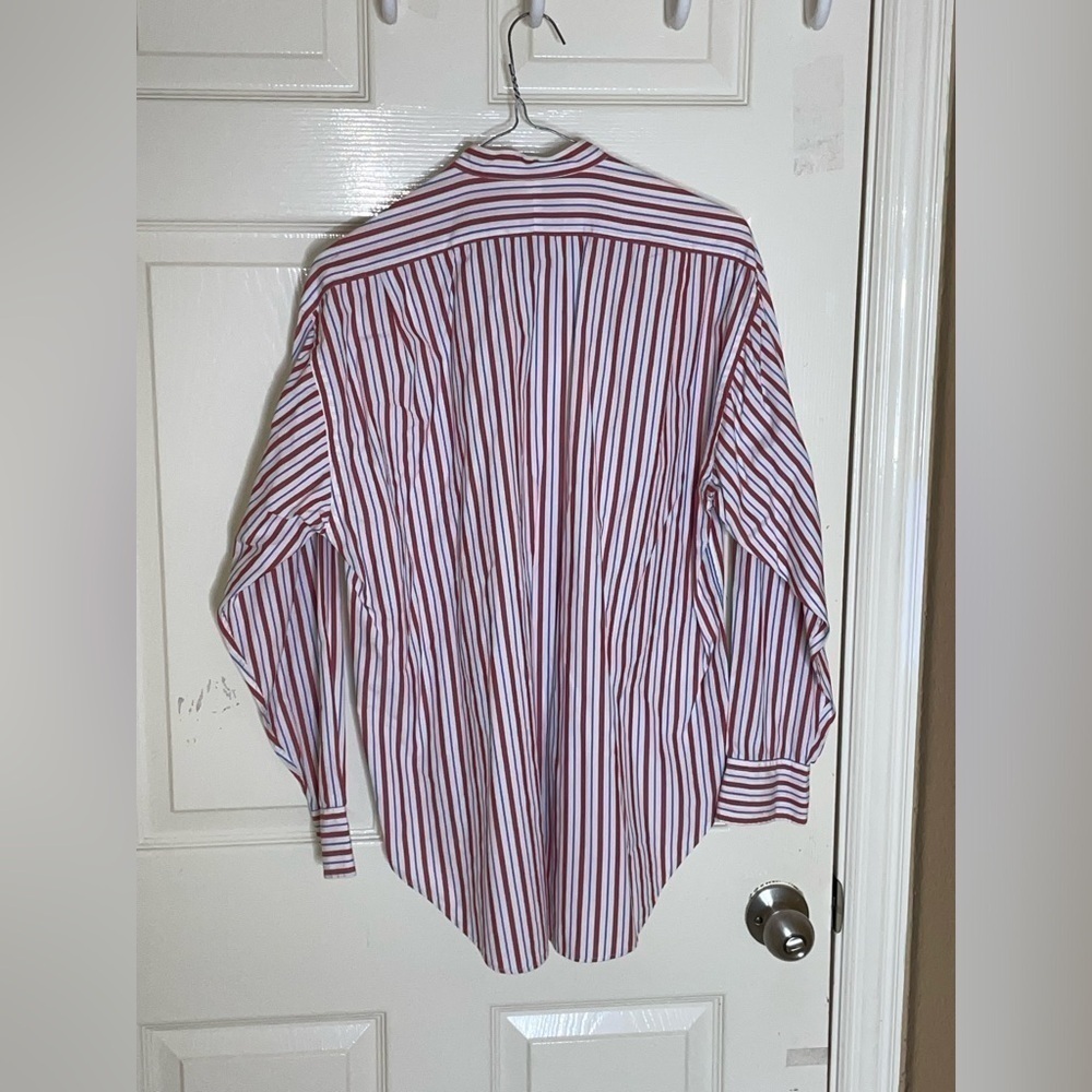 Women's Vintage Ralph Lauren Polo White Blue Red Striped Shirt Size 8 - Picture 7 of 8